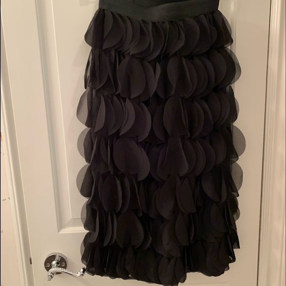 Black tiered petal mid length party skirt by Italian fashion designer. Size S - Picture 2 of 5